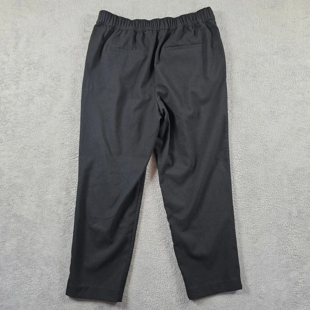 Loft Womens Large Black Pleated Front Elastic Back Tapered Trousers Career Work‎